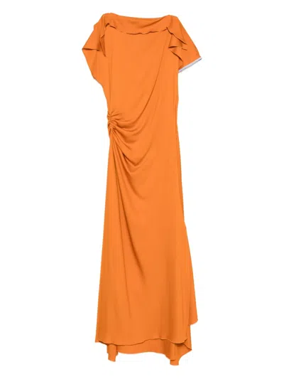 Victoria Beckham Asymmetric Dress In Orange