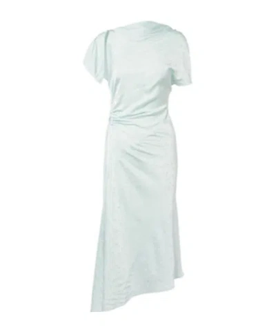 Victoria Beckham Asymmetric Floral Midi Dress In Blue