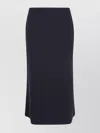 Victoria Beckham Womens Navy Pleated Textured Stretch-woven Midi Skirt In Blue