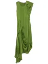 Victoria Beckham Asymmetric Hem Dress With Concealed Side Zip In Green