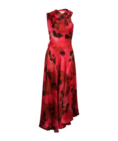 Victoria Beckham Printed Dress In Red