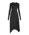 Victoria Beckham Long Sleeve Dress Asymmetric Hem Detail In Black