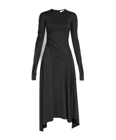 VICTORIA BECKHAM ASYMMETRIC-HEM LONG-SLEEVED MIDI DRESS