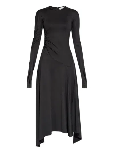 VICTORIA BECKHAM ASYMMETRIC-HEM LONG-SLEEVED MIDI DRESS