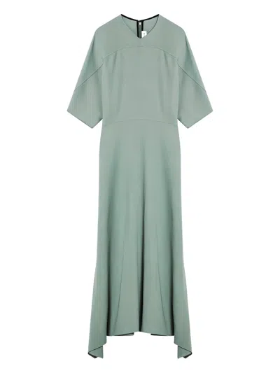 Victoria Beckham Asymmetric-hem Midi Dress In Green