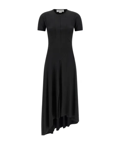 Victoria Beckham Asymmetric-hem Midi Dress In Black