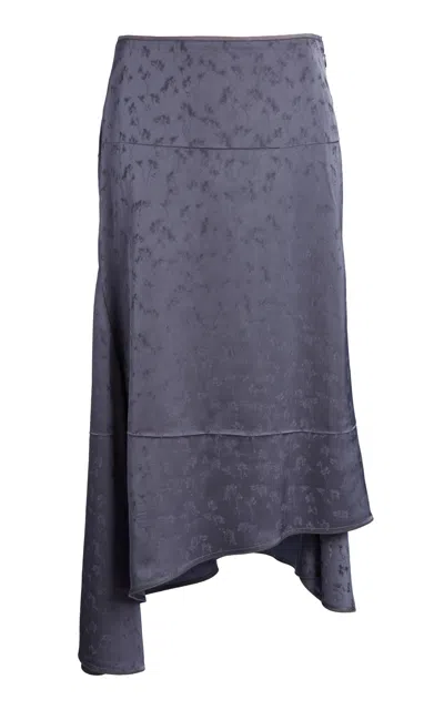 Victoria Beckham Asymmetric Hem Midi Skirt In Blue