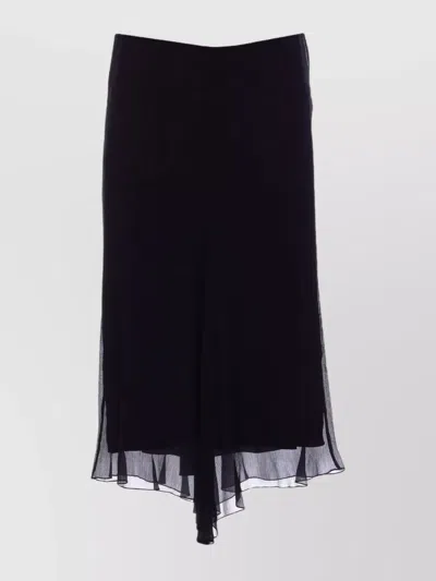 Victoria Beckham Asymmetric Hem Midi Skirt With Sheer Overlay