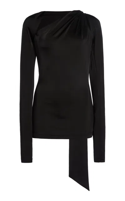 Victoria Beckham Asymmetric Jersey Top In Black