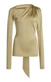 Victoria Beckham Asymmetric Jersey Top In Green
