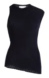 Victoria Beckham Asymmetric Knit Cotton Nylon Top In Navy