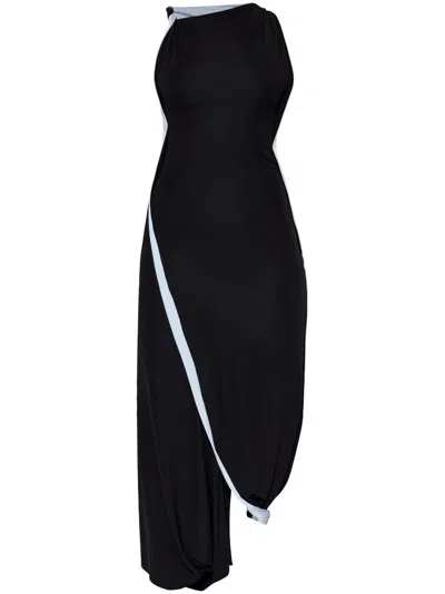 Victoria Beckham Asymmetric Maxi Dress In Light Blue