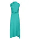 Victoria Beckham Womens Peacock Drape Front Assymmetric Stretch-jersey Maxi Dress In Green