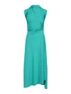 Victoria Beckham Womens Peacock Drape Front Assymmetric Stretch-jersey Maxi Dress In Green