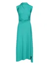 Victoria Beckham Womens Peacock Drape Front Assymmetric Stretch-jersey Maxi Dress In Green