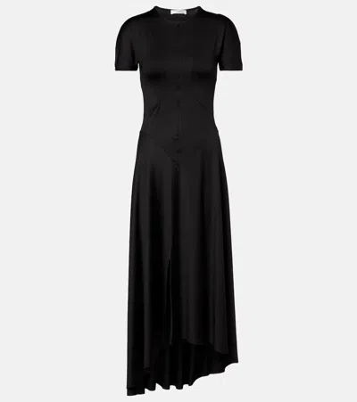 Victoria Beckham Asymmetric Midi Dress In Black