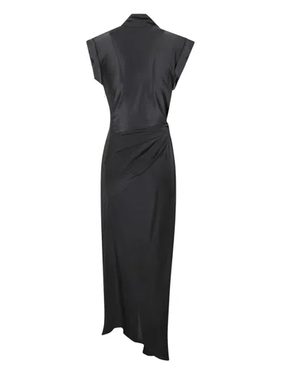 Victoria Beckham Asymmetric Midi Dress In Black