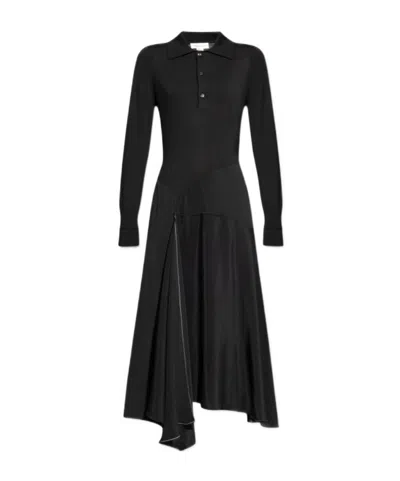 Victoria Beckham Asymmetric Midi Dress In Black