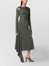 Victoria Beckham Womens Oregano Asymmetric Twist Stretch-woven Midi Dress In Animal Print