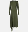 Victoria Beckham Womens Oregano Asymmetric Twist Stretch-woven Midi Dress In Green