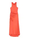Victoria Beckham Asymmetric Midi Dress In Orange