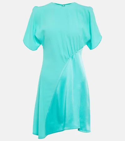 Victoria Beckham Asymmetric Minidress In Turquoise