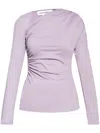 Victoria Beckham Ruched Stretch-jersey Top In Purple