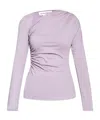 Victoria Beckham Fluid Asymmetric Draped Jersey Top In Purple