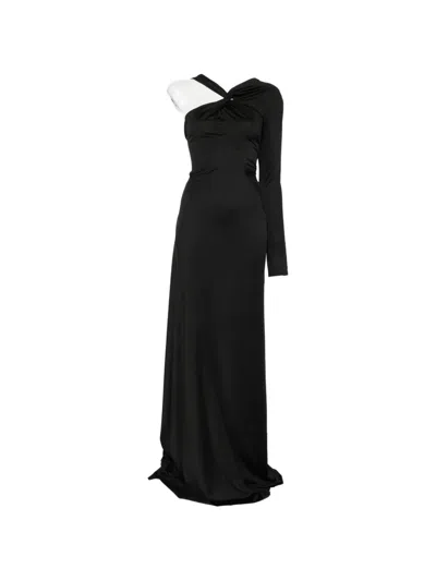Victoria Beckham Asymmetric One-shoulder Gown In Black