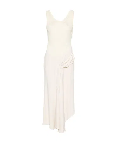 Victoria Beckham Asymmetric Panelled Midi Dress In Neutrals