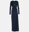 Victoria Beckham Ruched Stretch-satin Jersey Gown In Black