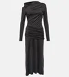 Victoria Beckham Cold-shoulder Ruched Glossed-jersey Midi Dress In Black