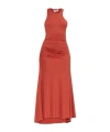 Victoria Beckham Womens Paprika Slim-fit Tank Ruched Stretch-jersey Midi Dress In Brown
