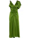Victoria Beckham Asymmetric Ruched Midi Dress In Green