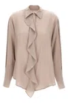 Victoria Beckham Purple Asymmetric Ruffle Blouse