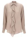 Victoria Beckham Purple Asymmetric Ruffle Blouse