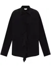 Victoria Beckham Silk Ruffle Front Blouse In Black