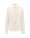 Victoria Beckham Silk Shirt With Collar And Ruffle Detail In Ivory