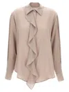 Victoria Beckham Purple Asymmetric Ruffle Blouse In Neutral