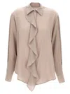 Victoria Beckham Purple Asymmetric Ruffle Blouse In Purple