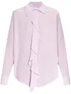 Victoria Beckham Long-sleeved Ruffled Silk Shirt In Pink