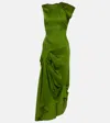 Victoria Beckham Draped Sleeveless Midi Dress With Asymmetric Detailing In Grün