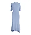 Victoria Beckham Womens Bluebell Flared Short-sleeves Stretch-woven Blend Midi Dress In Purple