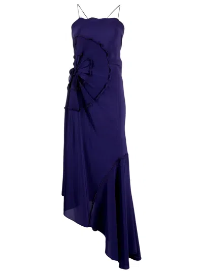 Victoria Beckham Asymmetric Silk Dress In Purple