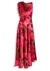 Victoria Beckham Womens Raspberry Draped Sleeveless Silk Midi Dress In Red