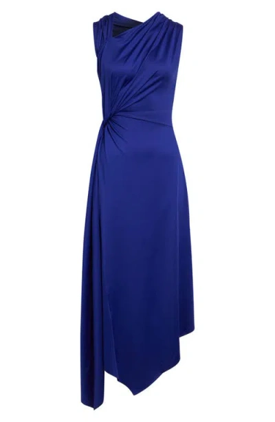 Victoria Beckham Asymmetric Stretch Jersey Midi Dress In Blue