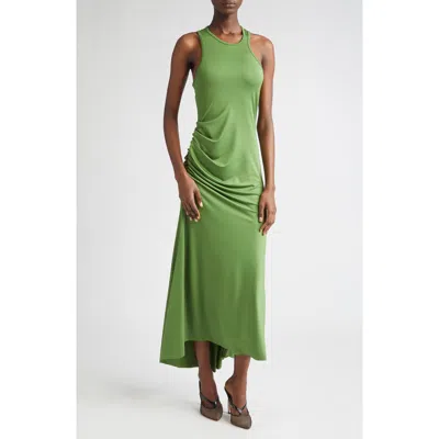Victoria Beckham Asymmetric Tank Jersey Midi Dress In Green