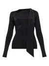 Victoria Beckham Asymmetric Cut Out Crewneck Top In Black