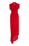 Victoria Beckham Asymmetric Twist Detail Silk Dress