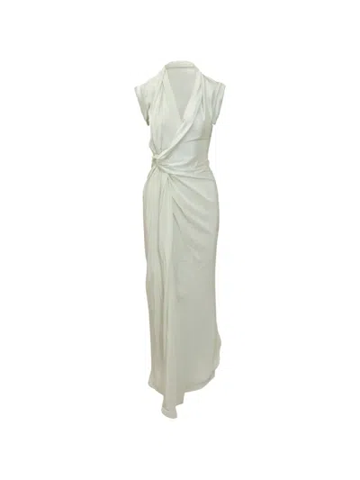 Victoria Beckham Asymmetric Twist Dress In Neutral
